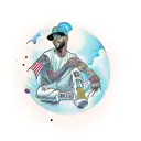 kid cudi sitting on the planet  tattoo design idea