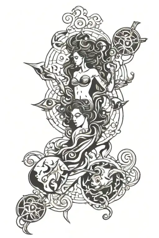 aquarius, taurus, gemini, Sagittarius tattoo design idea