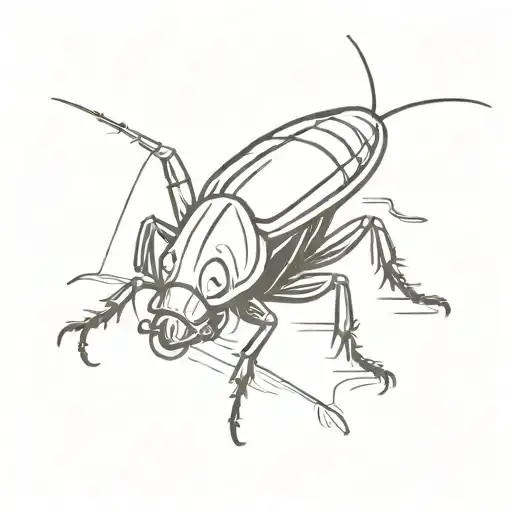 line drawing of a cockroach drinking tea tattoo design idea