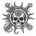 ship wheel rose skull tattoo design idea