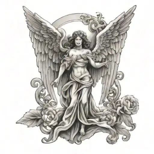 angel pulling victoriously  tattoo design idea