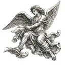 angel pulling victoriously  tattoo design idea