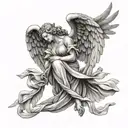 angel pulling victoriously  tattoo design idea