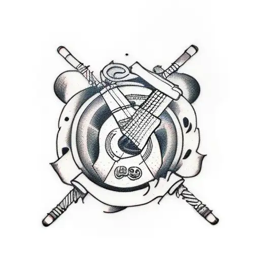 guitar skate board punk rock mechanic tattoo design idea