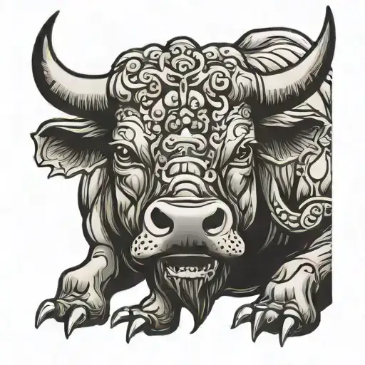 charging bull tattoo design idea