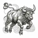 charging bull tattoo design idea