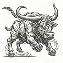 charging bull tattoo design idea