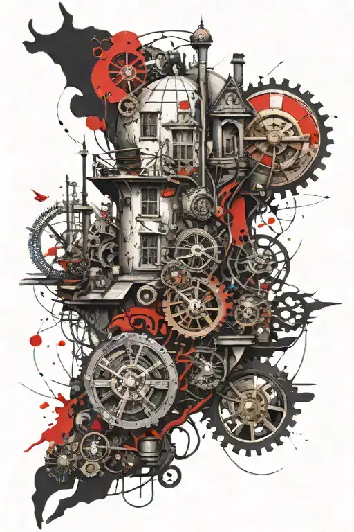 architecture nature steampunk inspired tattoo tattoo design idea