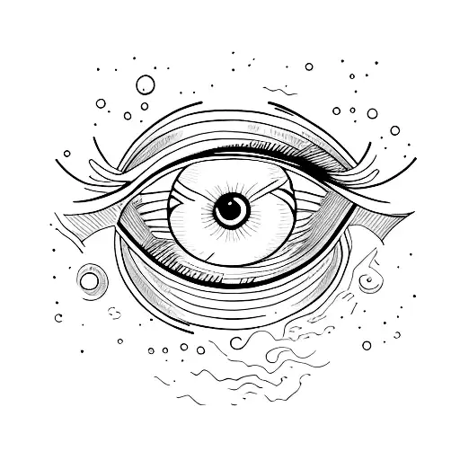 A minimalist tattoo of a crying eye with a single tear falling, symbolizing sadness tattoo design idea