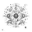 Zodiac wheel with gemini highlighted and moon phases incorporated tattoo design idea