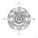 Zodiac wheel with gemini highlighted and moon phases incorporated tattoo design idea