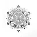 Zodiac wheel with gemini highlighted and moon phases incorporated tattoo design idea