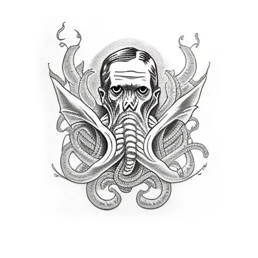Howard Lovecraft with Cthulhu tattoo design idea