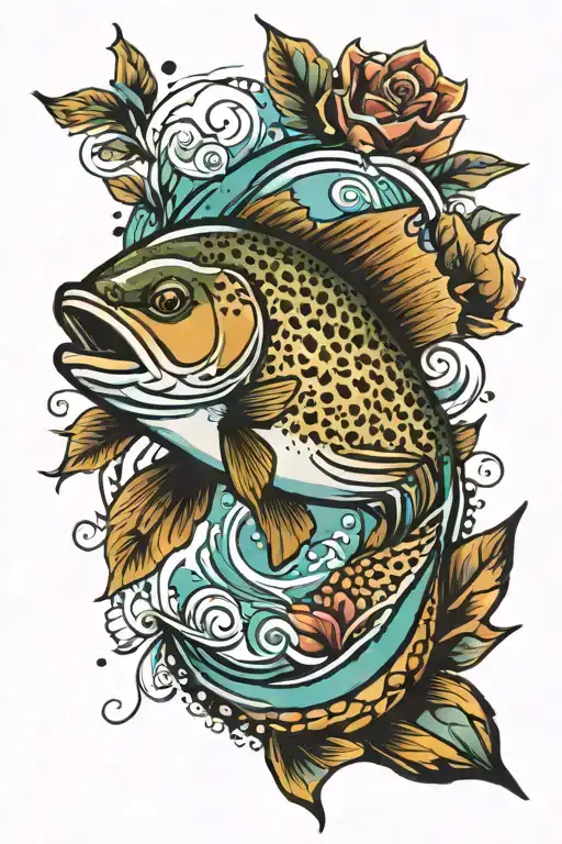 brown trout tattoo design idea