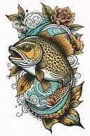 brown trout tattoo design idea