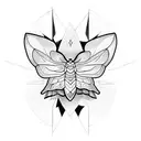  moth and dagger. the dagger going through the moth in a symmetrical manner tattoo design idea