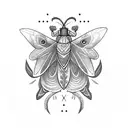  moth and dagger. the dagger going through the moth in a symmetrical manner tattoo design idea