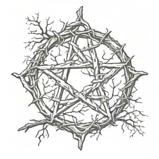 heartagram made of tree branch tattoo design idea