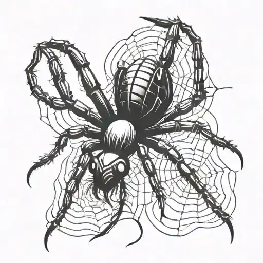 spider black widows legs with a body of gun tattoo design idea