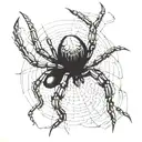 spider black widows legs with a body of gun tattoo design idea