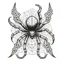 spider black widows legs with a body of gun tattoo design idea
