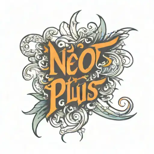 words "Plus 1" text in font tattoo design idea