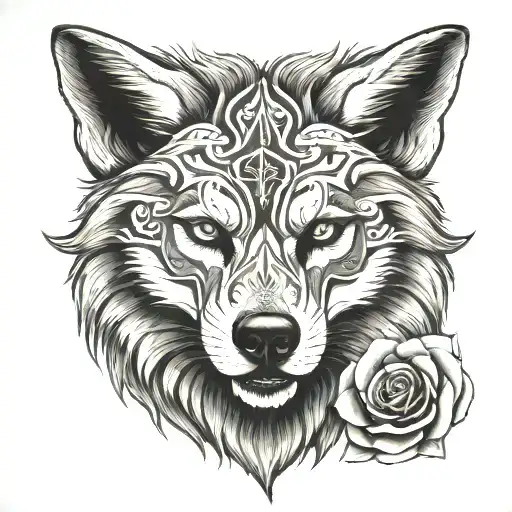 mexican skull wolf head tattoo design idea