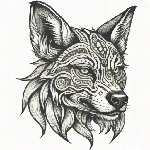 Black and Grey "Mexican Skull Wolf Head" Tattoo Idea BlackInk AI