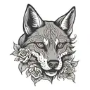 mexican skull wolf head tattoo design idea