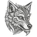mexican skull wolf head tattoo design idea