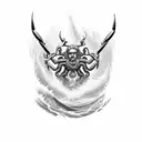 poseidon on top of a wave with a crab symbol tattoo design idea