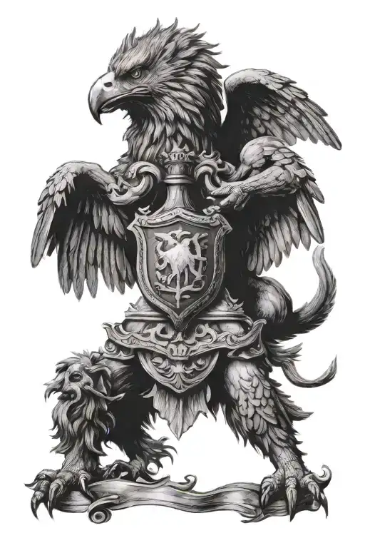 Wolve and Eagle holding the  Coat of Arms from Hamburg tattoo design idea