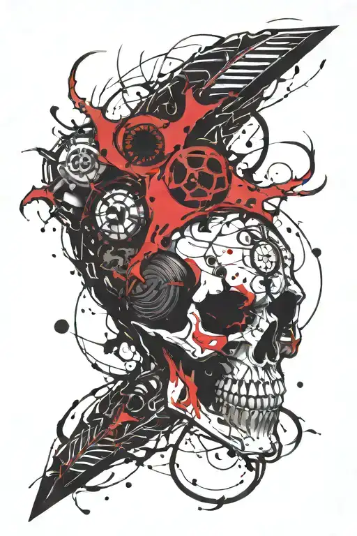 demon bomb skull alien tattoo design idea