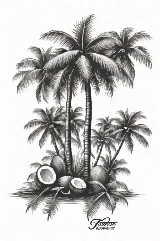 coconut tree tattoo design idea