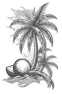 coconut tree with lightning striking tattoo design idea