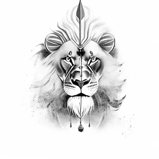 Sikh warrior fighting a lion  tattoo design idea