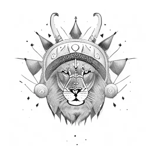 Sikh warrior fighting a lion  tattoo design idea