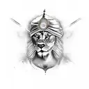 Sikh warrior fighting a lion  tattoo design idea
