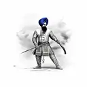 Sikh warrior fighting a lion  tattoo design idea