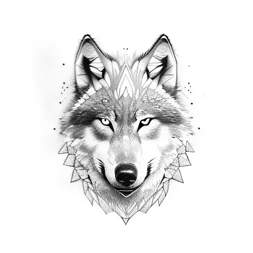 Half Wolf Face tattoo design idea