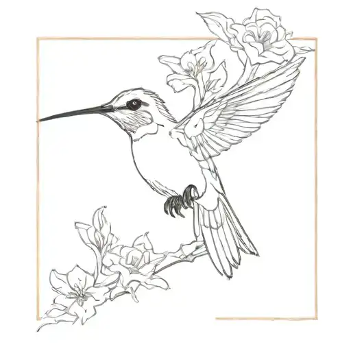 Fine line hummingbird with birth flower for January March May and October  tattoo design idea