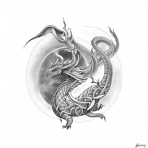 Jörmungandr looking like a dragon around the forearm  tattoo design idea