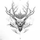 a leshen based with a combination of the witcher designs and Slavic folklore designs. tattoo design idea
