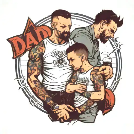 Dad son life lessons walk road night tattoo design idea