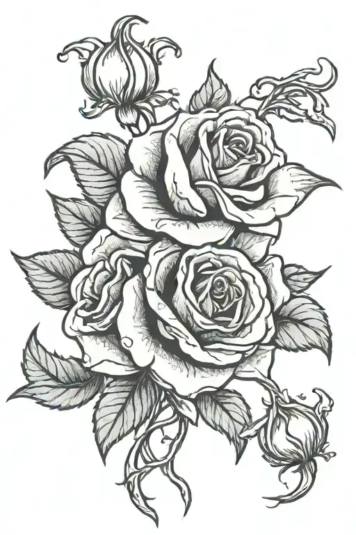 dying roses, triskel symbol intertwined tattoo design idea
