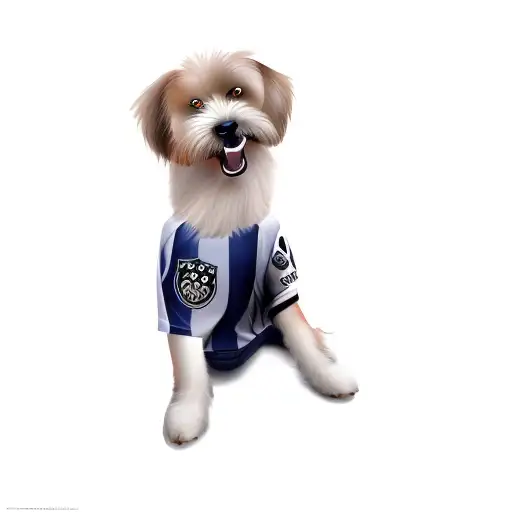 a dog wearing a soccer jersey tattoo design idea