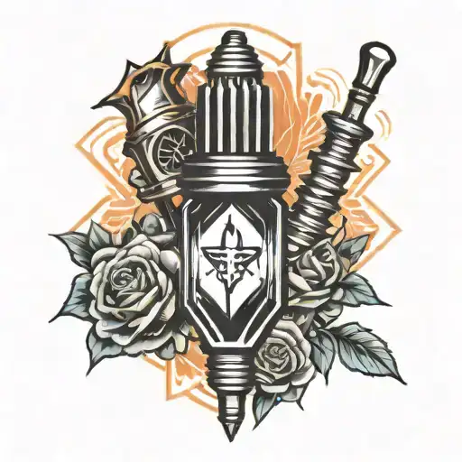 coffin spark plug tattoo design idea