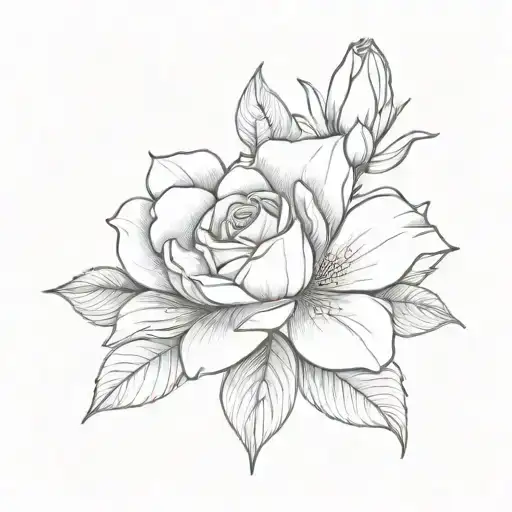 rose, magnolia, and azalea flower tattoo design idea