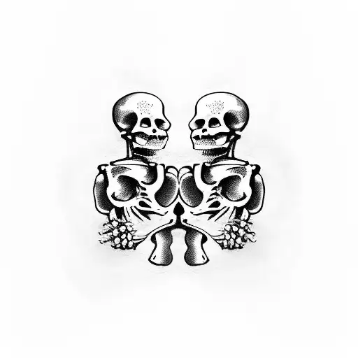 skeletons holding hands tattoo design idea