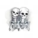 skeletons holding hands tattoo design idea